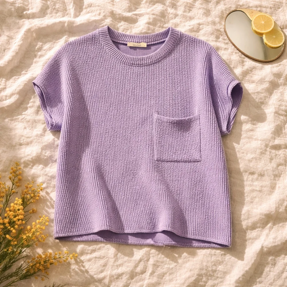 0146 NWOT les amis Size Small Purple Ribbed Sleeveless Shirt - Picture 2 of 7